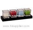 6*6cm Frosted / Clear Square Glass Scented Candle Jars with Wooden Tray TS-CC051