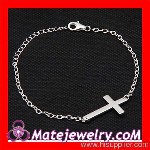 Wholesale 925 Sterling Silver Sideways Cross Bracelet Jewellery 2013