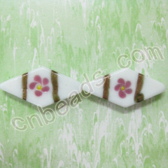 bicone lampwork glass with flower wholesale from China beads factory