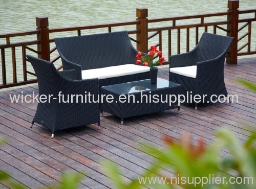 Patio rattan sofa in 4pcs with waterproof cushion