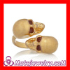 Wholesale Fashion Cool Double Gold Plated Swarovski Crystal Skull Ring