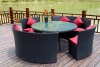 Patio wicker round dining table with full weaving
