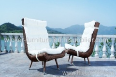 Patio round wicker leisure chair in 3pcs