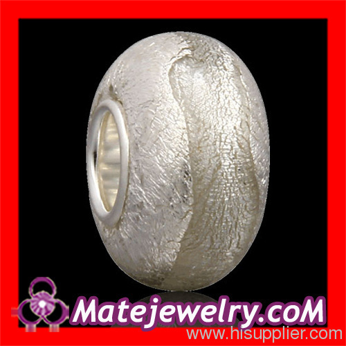 925 Sterling Silver Single Core european Silver Foil Glass Charm Beads