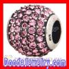 european Sterling Pave Lights Charm With Pink Austrian Crystal