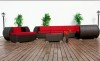Patio wicker sectional sofa with waterproof cushion