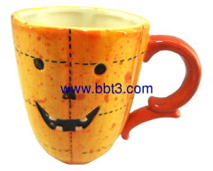 Ceramic pumpkin coffee mug for Halloween 2013