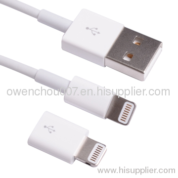 Lightning to Micro USB Adapter and USB Cable for iPhone 5