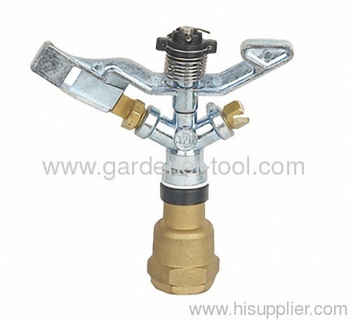 Zinc lawn sprinkler with double opposed brass nozzle