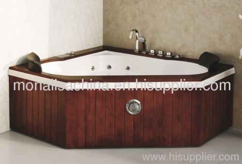 Corner Acrylic massage bathtub with skirt M-2035A for 2 persons