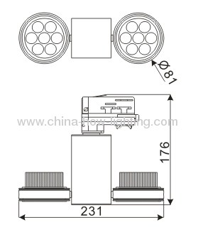 7W-14W Aluminium LED Track Light IP20 with Cree XRE Chips