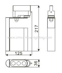 3W Aluminium LED Track Light IP20 with 3pcs Cree XRE Chips