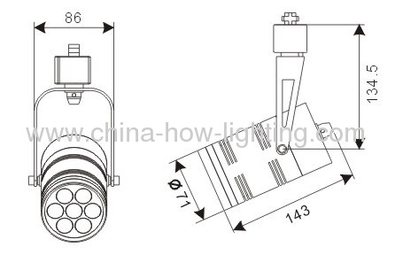 7W Aluminium LED Track Light IP20 with 7pcs Cree XRE Chips