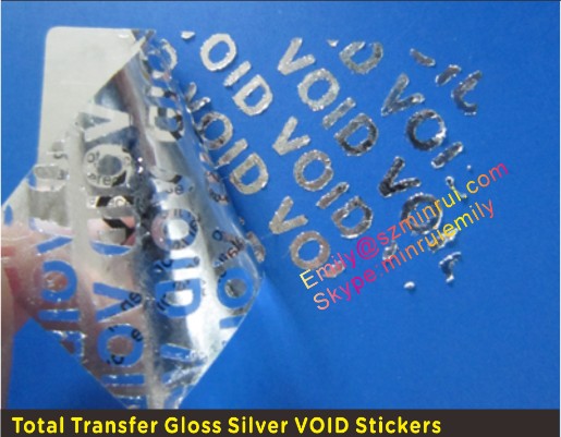 Custom Gloss Silver VOID Stickers with Bigger Font Size,Patial Transfer Gloss Silver Tamper Proof VOID Labels