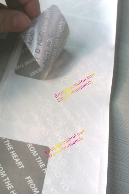 Custom warranty void labels from China,tamper proof void labels