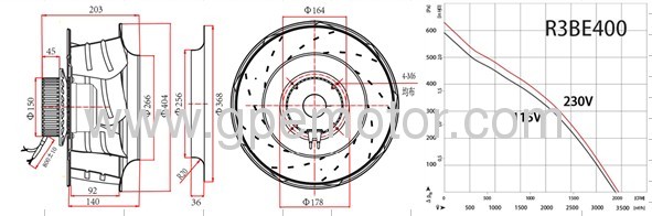 Air shower energy-saving 400mm EC Centrifugal Fan impeller 230V RB3G400 