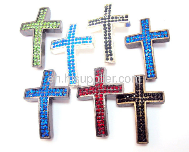 Gold Plated Rhinestone Crystal Sideways Cross Connectors For Bracelets