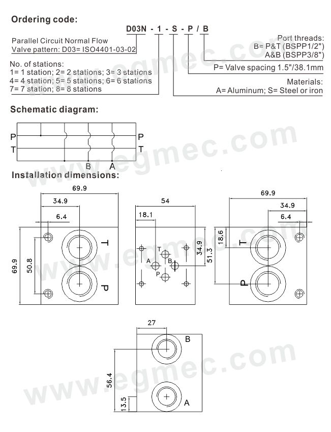 Cetop3 Rexroth Parallel Circuit Normal Flow Hydraulic Manifold