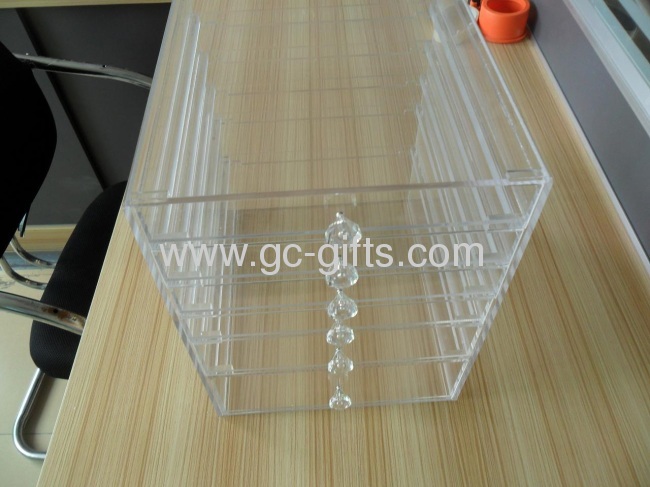 Custom acrylic makeup drawer boxes with diamond-shaped handle