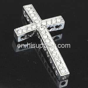 Wholeslae Plated Pave Crystal Rhinestone Side Cross Beads Cheap