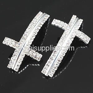 Fashion Jewellery Accessories Pave Rhinestone Sideways Cross Connector 