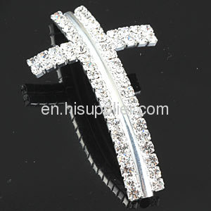 Fashion Jewellery Accessories Pave Rhinestone Sideways Cross Connector 