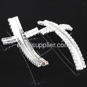 Fashion Jewellery Accessories Pave Rhinestone Sideways Cross Connector 