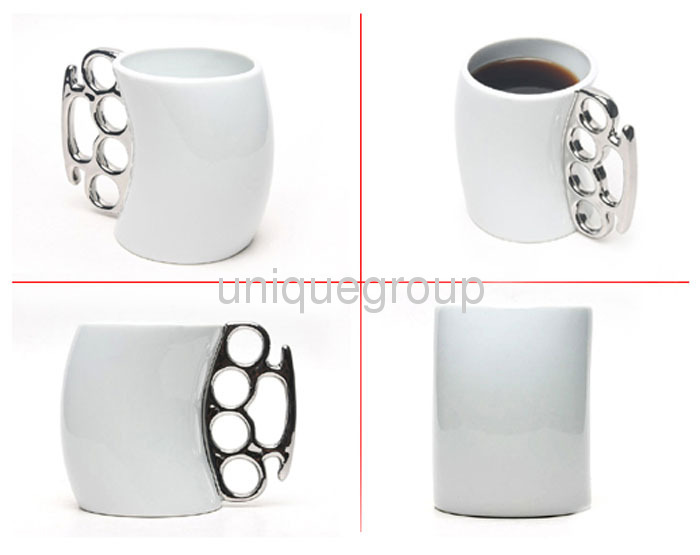 Knuckle Duster Mug Fisticup Finger Handle Brass Ring Fist Coffee Milk Cup Gift