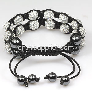 Yi Wu Products Wholesale 2 Row Czech Crystal Shamballa Bracelets 