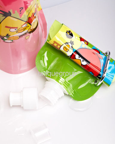 Kids Flexible Collapsible Foldable Reusable Water Bottles Bag Camp BPA Free