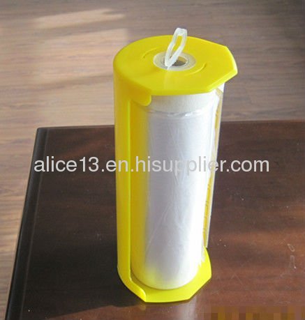 Taped plastic drop film with dispenser