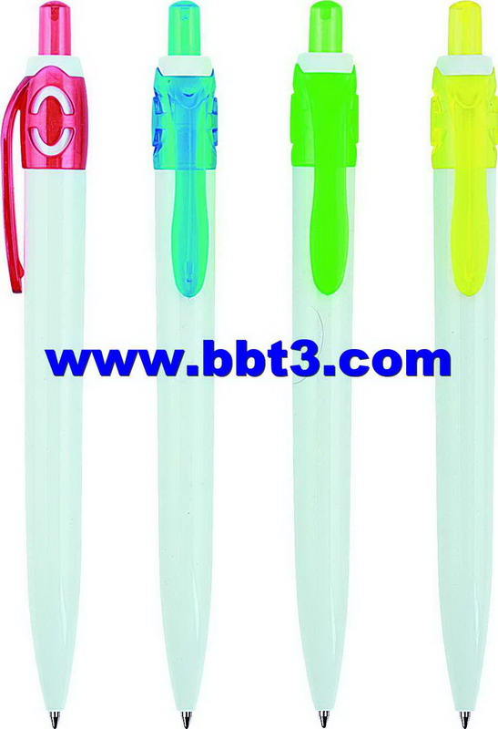 Plastic promotional ballpoint pen with color accessories