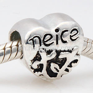 2013 New Silver Plated european Heart Shaped Message Charm Neice