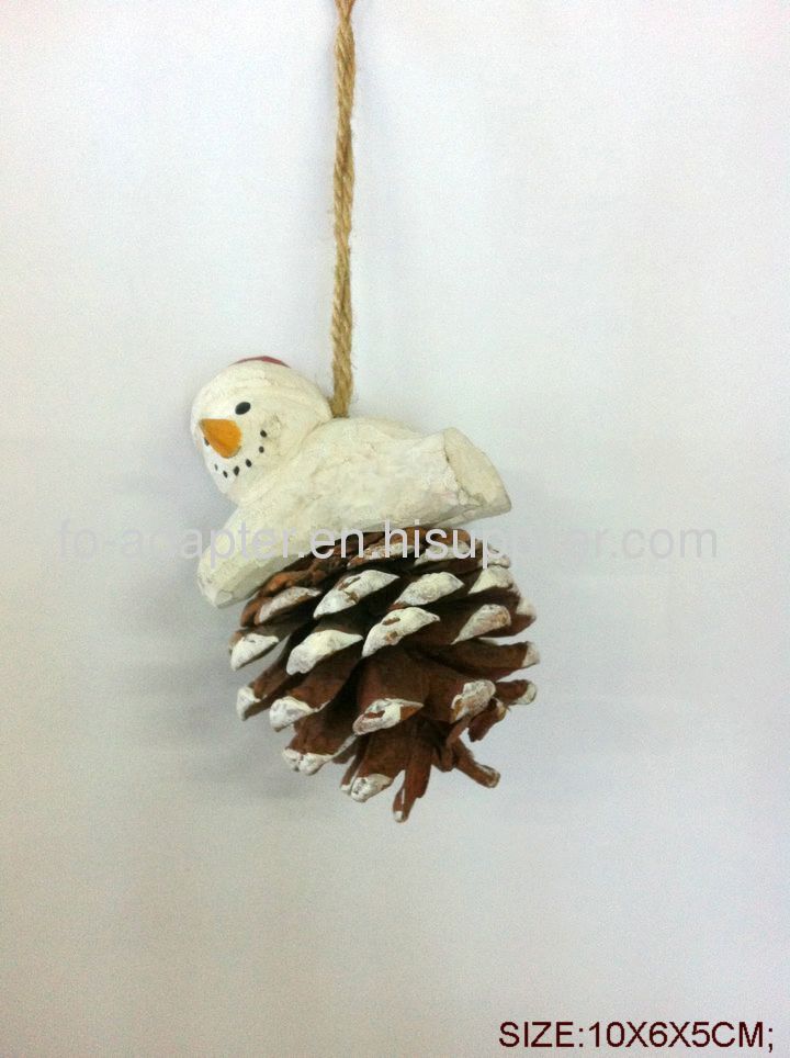 santa clause wood carved ornament pinecone