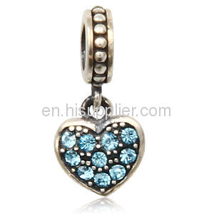 Wholeslae Sterling Silver Bubble Ring european Style Crystal Heart Pendant Cheap