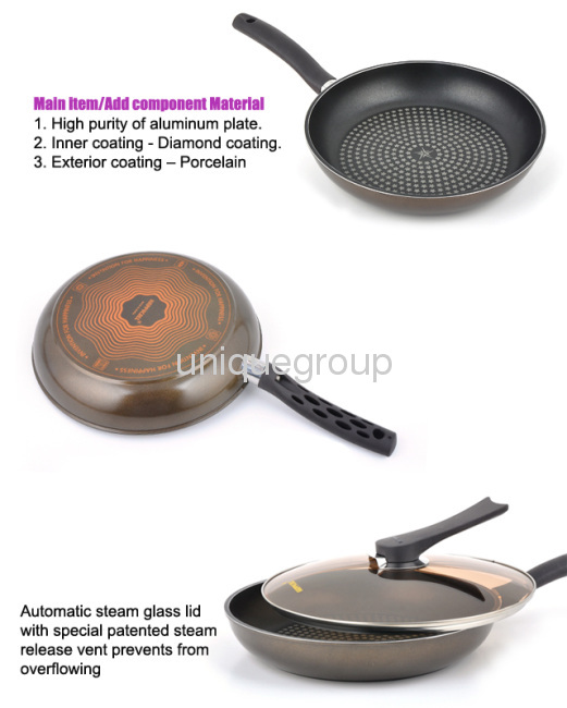 Happy Call 3pc Diamond Coated Frypan Set 