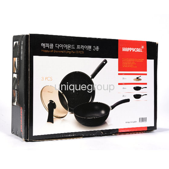 Happy Call 3pc Diamond Coated Frypan Set 