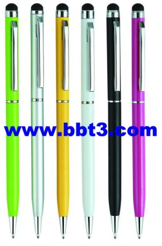 Promotional Slim Metal Stylus ballpint pen with colorful body