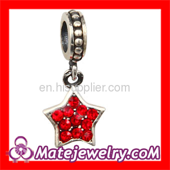 Yiwu Rhinestone Silver Pendant european Crystal Star Charm Beads 