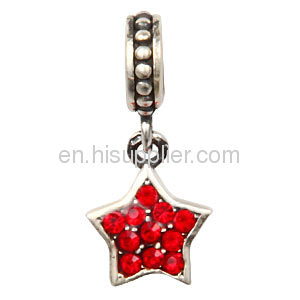 Yiwu Rhinestone Silver Pendant european Crystal Star Charm Beads 