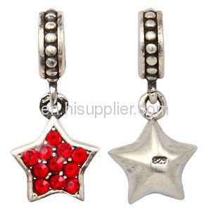 Yiwu Rhinestone Silver Pendant european Crystal Star Charm Beads 