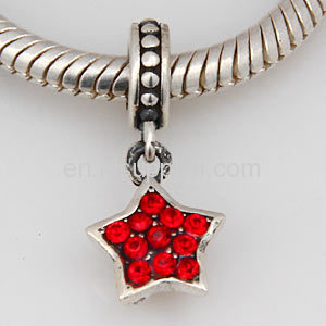 Yiwu Rhinestone Silver Pendant european Crystal Star Charm Beads 