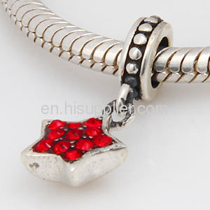 Yiwu Rhinestone Silver Pendant european Crystal Star Charm Beads 