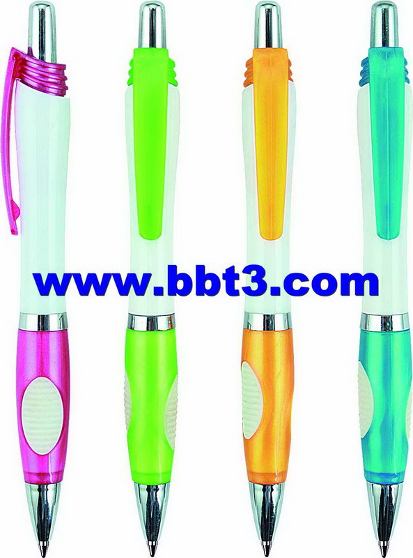 Gift plastic ballpoint pen with solid white barrel