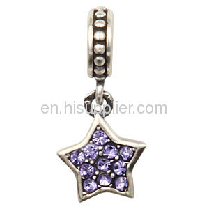 925 Silver December Birthstone Tanzanite Crystal european Star Dangle Charm