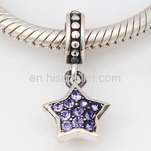 925 Silver December Birthstone Tanzanite Crystal european Star Dangle Charm