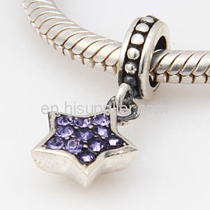 925 Silver December Birthstone Tanzanite Crystal european Star Dangle Charm