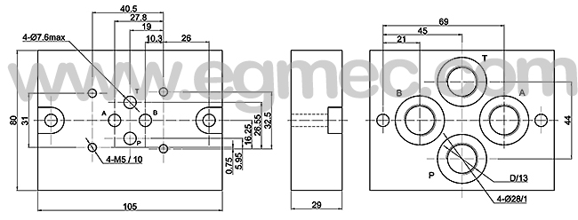 G342 /01 G3/8in. Rexroth Subplate ISO4401 Pattern