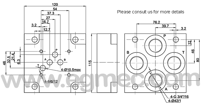 ISO4401 Standard Pattern Rexroth G354/01 (G3/4) Hydraulic Subplate