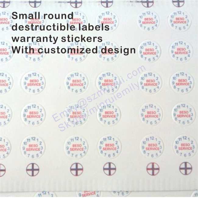 Custom Small Round Tamper Evident Stickers with Dates for Warranty Stickers